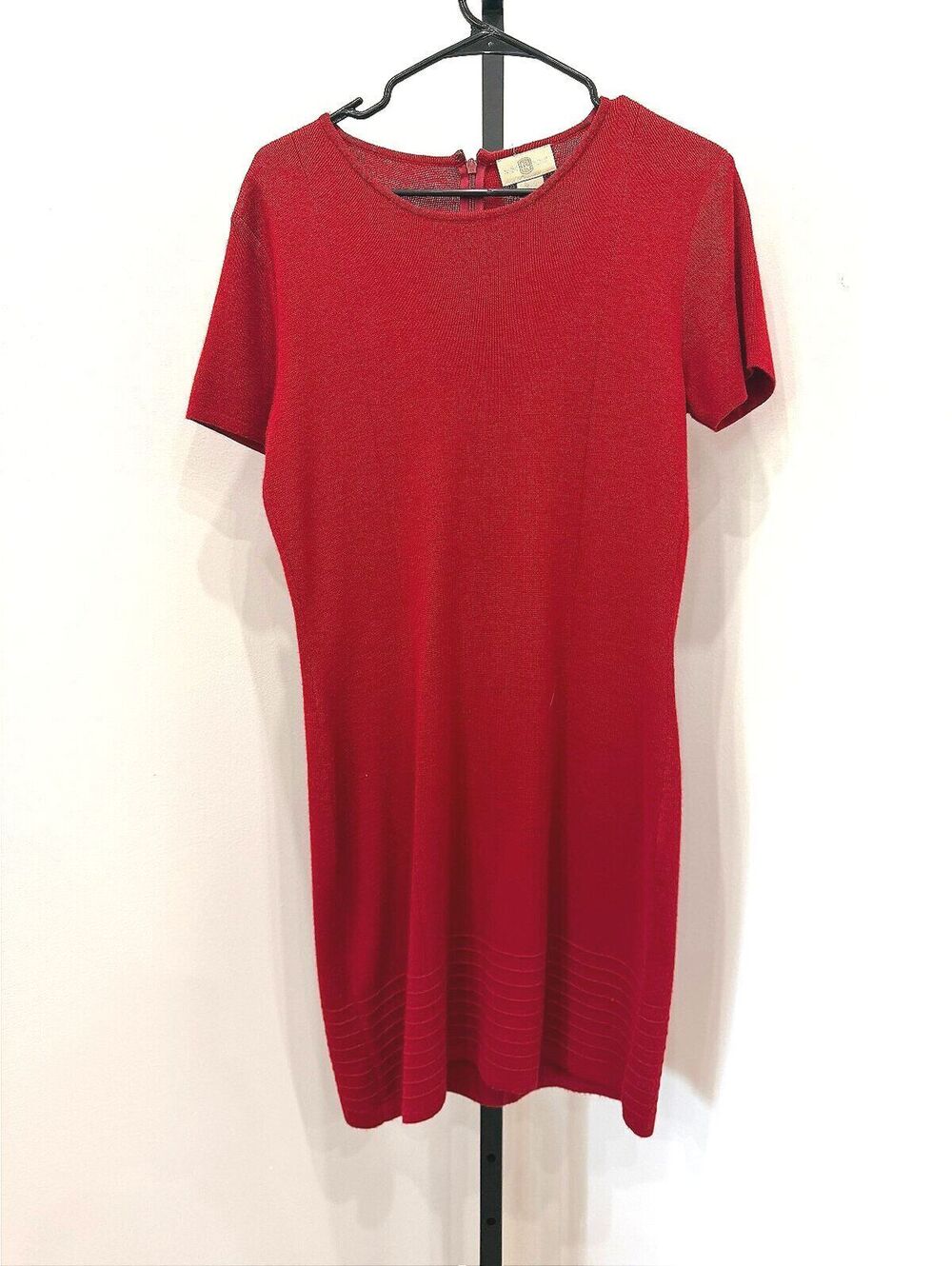 Vintage Nordstrom Petite Red Wool Blend Knit Dress Medium